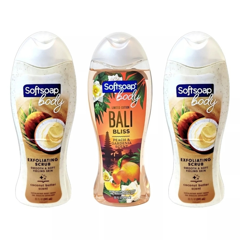 Softsoap 20 oz Bali Bliss and Coconut Butter Body Wash Bundle (3 Pack)